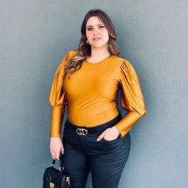 Blusa de puño cerrado tallas extras, 1809 (Mostaza)