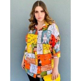 Camisa larga Roman Fashion/Tallas Extras, 037 (Naranja)