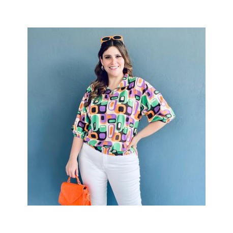Blusa tipo chamarra Tallas Extras, CH 2025 (Naranja)
