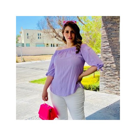 Blusa campesina talla extra, modelo 1608 (Lila)