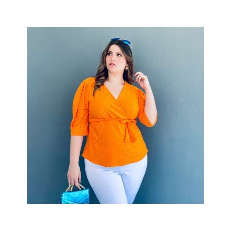 Blusa fresca Roman Fashion/Tallas Extras, 0444 (Naranja)