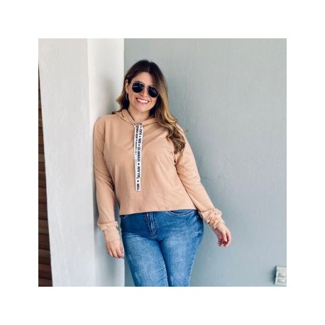 Sudadera asimetrica en talla extra, modelo 8027 (camel)