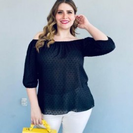 Blusa straple con resorte (talla extra), modelo 1694 (Negro)