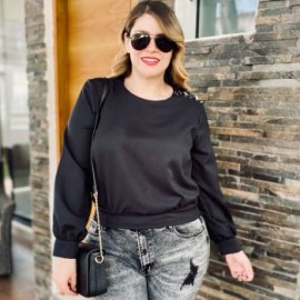 Blusa elegante con detalle de piedras en el hombro 2735