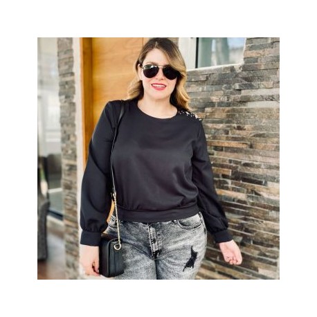 Blusa elegante con detalle de piedras en el hombro 2735