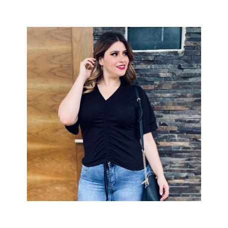 Blusa de largo ajustable talla extra, modelo 1731 (Negro)