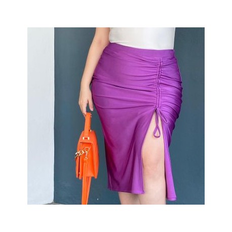 Falda midi con abertura (talla extra), modelo 0329 (Violeta)