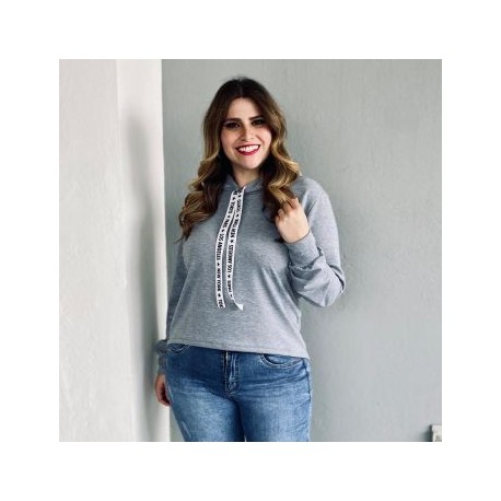 Sudadera asimetrica en talla extra, modelo 8027 (Gris)
