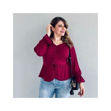 Blusa strech con faldón y escote ajustable 1761