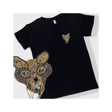 Blusa Strech con Aplicacion de piedras 3D TIGER  - 309