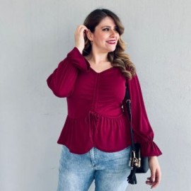 Blusa strech con faldón y escote ajustable 1761