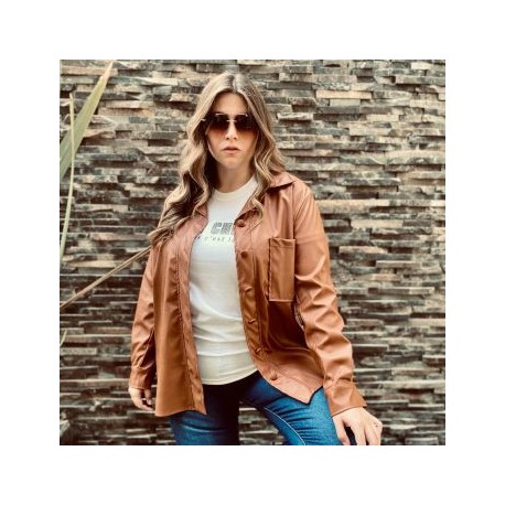 Sobrecamisa de vinipiel Roman Fashion/Tallas Extras, 2124 (Camel)