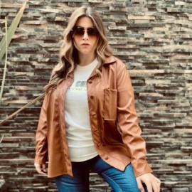 Sobrecamisa de vinipiel Roman Fashion/Tallas Extras, 2124 (Camel)