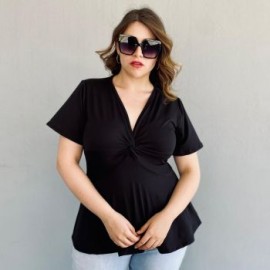Blusa corte A Roman Fashion /Tallas Extras, 1710 (Negro)