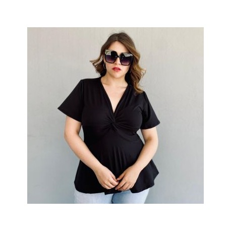 Blusa corte A Roman Fashion /Tallas Extras, 1710 (Negro)