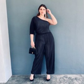Conjunto plisado Roman Fashion/Tallas Extras, 0624 (Negro)