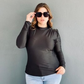 Blusa de satín Tallas Extras, 1802 (Negro)