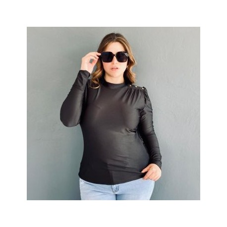 Blusa de satín Tallas Extras, 1802 (Negro)