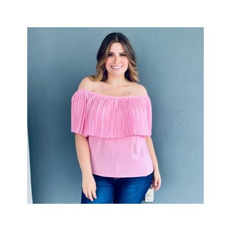 Blusa capa plisada (talla extra), modelo 0440 (Rosa)