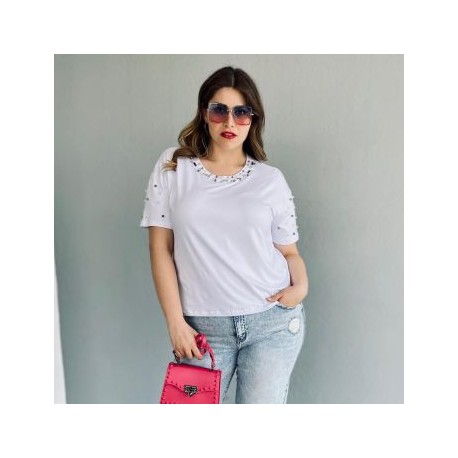 Blusa con pedrería, modelo 3022-L