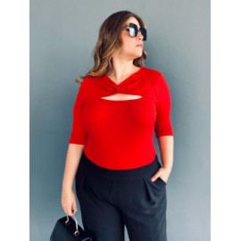 Blusa acanalada tallas extras, modelo 0123 (Rojo)