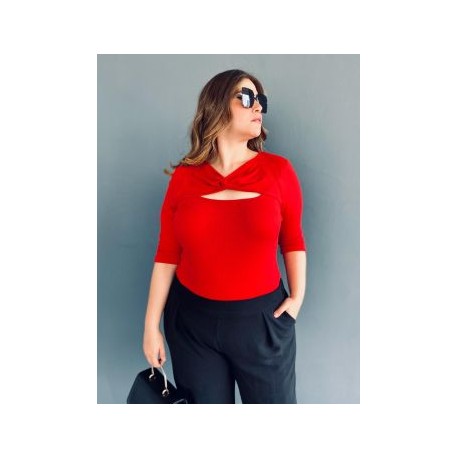 Blusa acanalada tallas extras, modelo 0123 (Rojo)