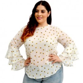 Blusa de chiffon manga larga con olanes  BL-ST- 7013