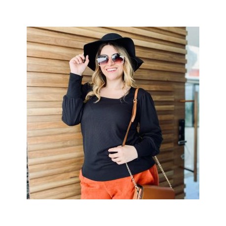 Blusa manga larga en talla extra, modelo 1750 (negro)