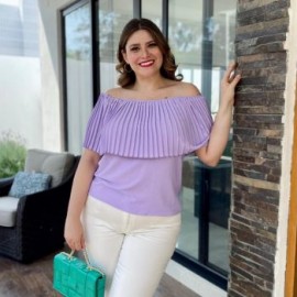 Blusa capa plisada (talla extra), modelo 0440 (Lila)