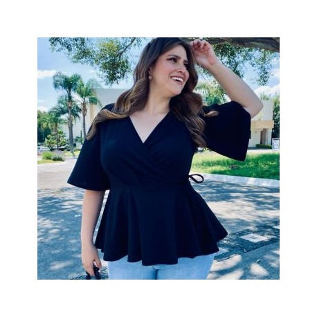 Blusa con vuelo Tallas Extras, 1790 (Negro)