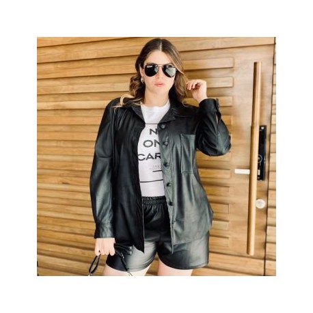 Sobrecamisa de vinipiel Tallas Extras, 2124 (Negro)