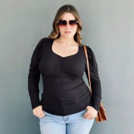 Blusa casual Tallas Extras, 1785 (Negro)