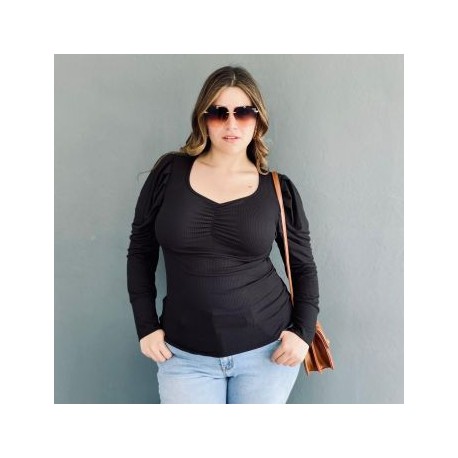 Blusa casual Tallas Extras, 1785 (Negro)