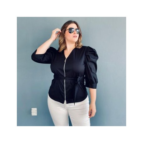 Blusa con cierre tallas extras, 0179 (Negro)