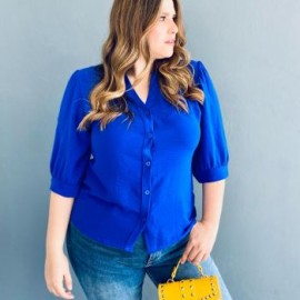 Blusa camisera tallas extras, 0902 (Azul rey)