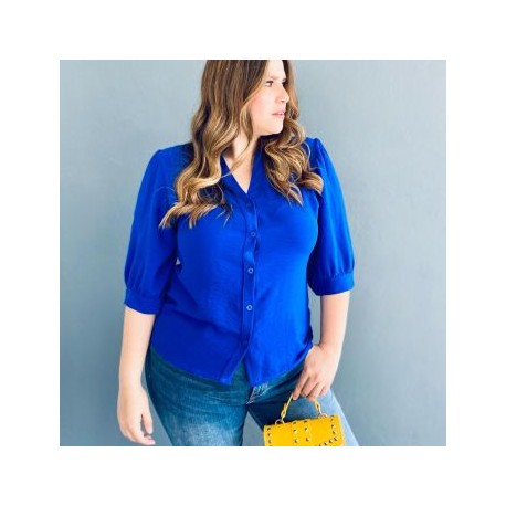 Blusa camisera tallas extras, 0902 (Azul rey)