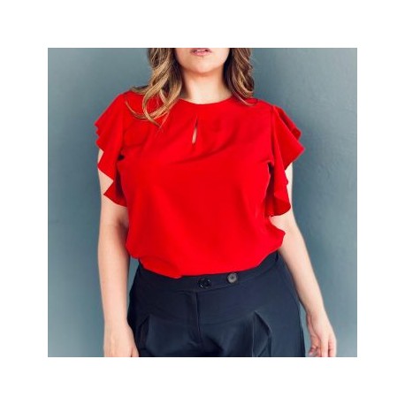Blusa de chifón tallas extras, 2668 (Rojo)