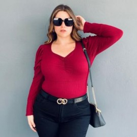 Blusa casual Roman Fashion/Tallas Extras, 1785 (Vino)