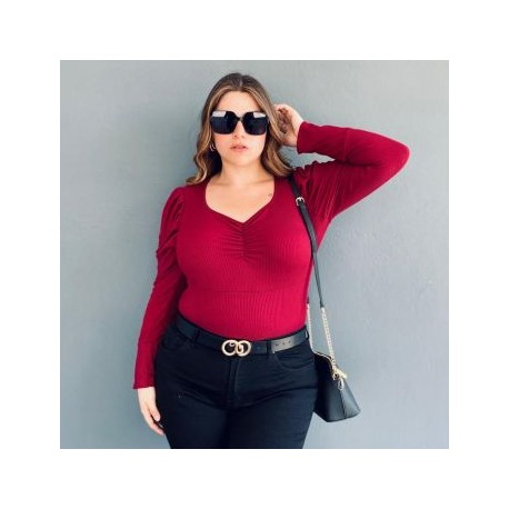 Blusa casual Roman Fashion/Tallas Extras, 1785 (Vino)