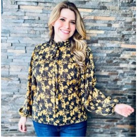 Blusa de chiffon con mangas maxi 4200