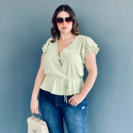 Blusa manga mariposa Roman Fashion /Tallas Extras, 91597 (Pistache)
