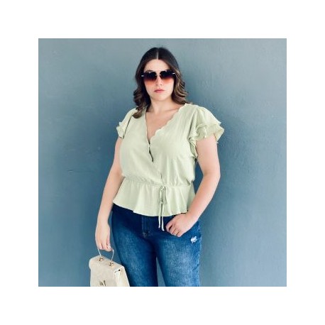 Blusa manga mariposa Roman Fashion /Tallas Extras, 91597 (Pistache)
