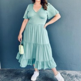 Vestido midi casual (talla extra), modelo 4285 (Menta)