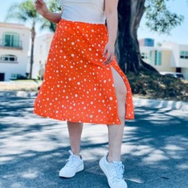 Falda midi talla extra, modelo 7040 (Naranja)