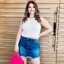 Falda de mezclilla talla extra, modelo F 6286