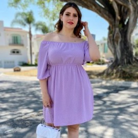 Vestido campesino talla extra, modelo 7362 (Lila)