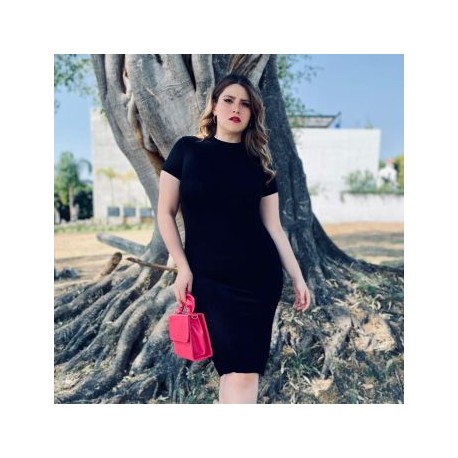 Vestido tejido talla extra, modelo 21329 (Negro)