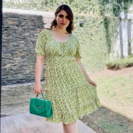 Vestido casual de temporada (talla extra), modelo 4281 (Amarillo margaritas)