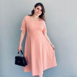 Vestido línea A (talla extra), modelo 4278 (Coral)