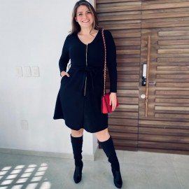 Vestido manga larga con cierre, V 8016